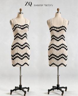 Black & Ivory Wave Crochet Mini Dress | Custom Development
