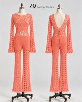 Coral Crochet Lace-Pants Jumpsuit | Private Label