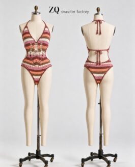 Earth-Tone Crochet Cutout Swimsuit | Private Label