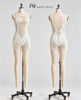 Ivory Cutout Crochet Short Romper | Private Label