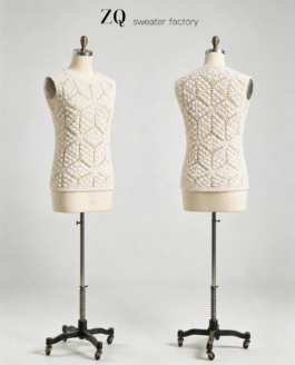 Ivory Diamond Bobble Crochet Vest | Private Label Manufacturer