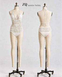 Ivory Floral Crochet Halter One-Piece | Private Label