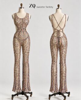 Multicolor Open-Mesh Crochet Jumpsuit | Private Label