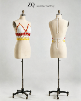 Red, White & Yellow Halter Crochet Top | Private Label