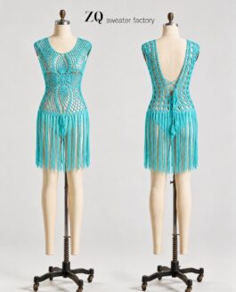 Turquoise Fringe Crochet Cover-Up | Private Label Resortwear
