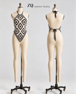 Black Ivory Granny Square Crochet Halter Top | Private Label