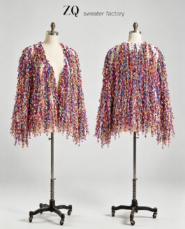 Confetti Yarn Fringe Cardigan | Private Label