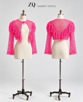 Hot Pink Fringe Crochet Cardigan | Private Label