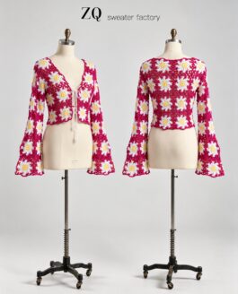 Raspberry Daisy Crochet Cardigan | Private Label